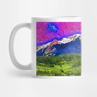 A Field, Forest And Snow Capped Mountains In Colorado Mug